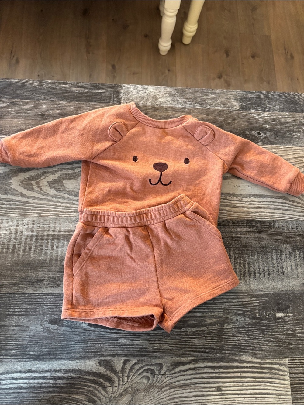 cloud island brownish orangish  Bear Face Pajama Set
